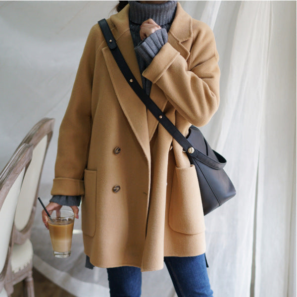High-End Woolen Trench Coat for Elegant Style