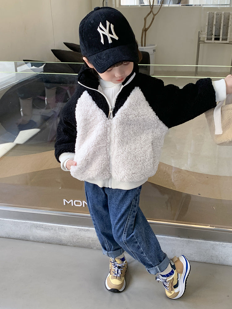 Girls' Thick Lamb Velvet Coat for Winter Wear