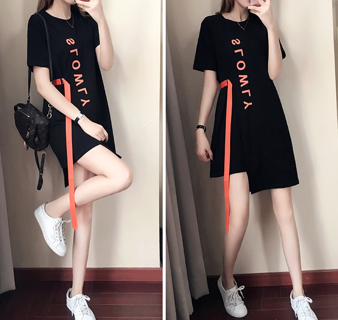 2020 Summer Women's Loose Korean Style Letter Dress