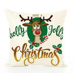 Merry Christmas Linen Cushion Cover 18x18 Inch