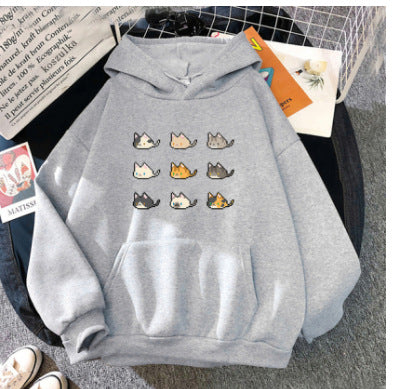 Cute Sushi Rice Ball Kitten Hooded Fleece Sweater