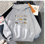Cute Sushi Rice Ball Kitten Hooded Fleece Sweater