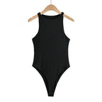 Sleeveless Layered Bodysuit Round Neck Fitted Top
