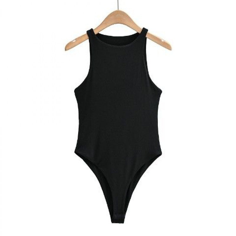 Sleeveless Layered Bodysuit Round Neck Fitted Top