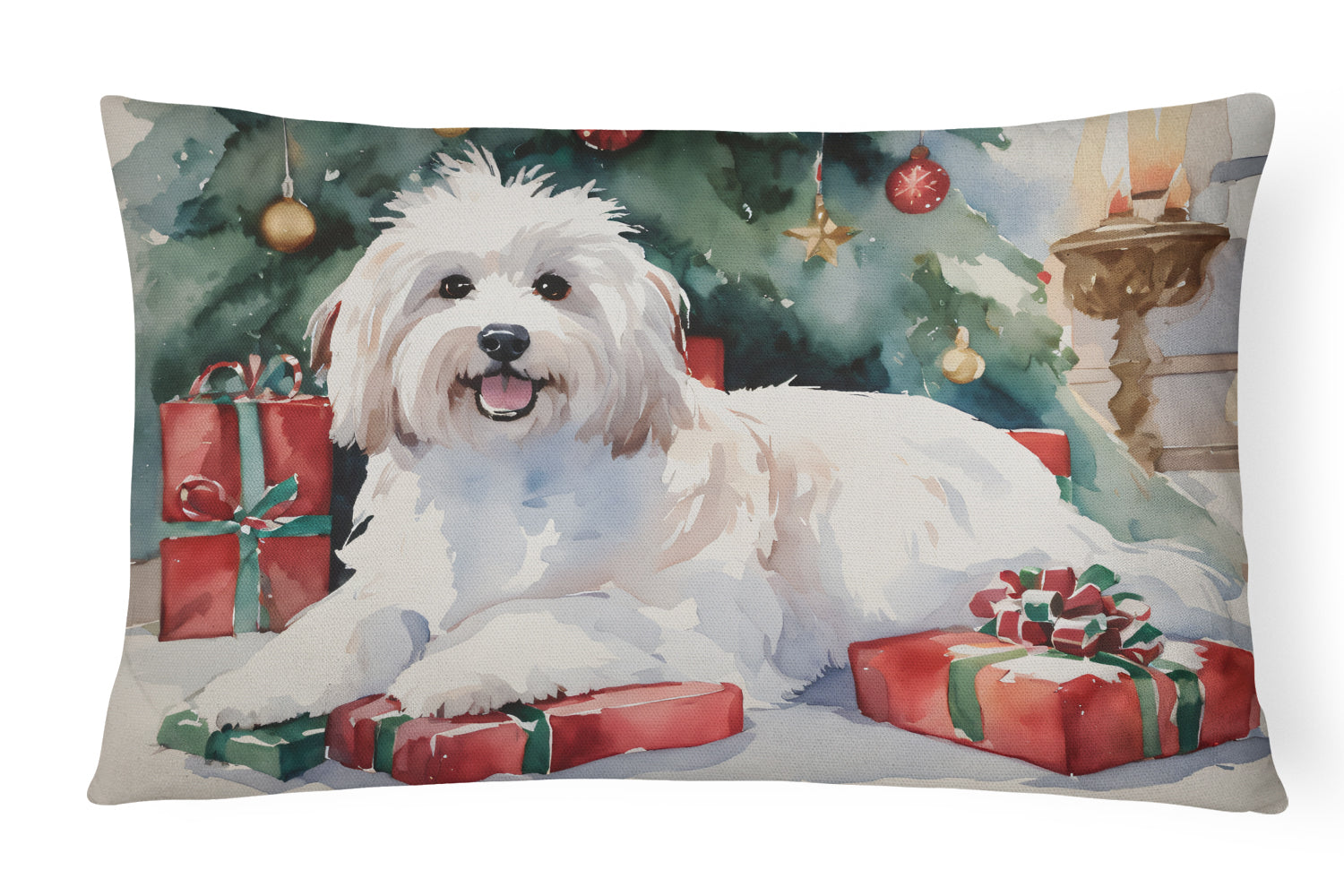 Coton De Tulear Cozy Christmas Throw Pillow
