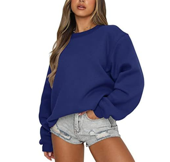 Ladies Casual Sweater - Solid Color Long Sleeve Round Neck