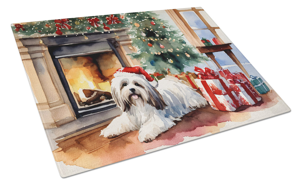 Havanese Cozy Christmas Glass Cutting Board