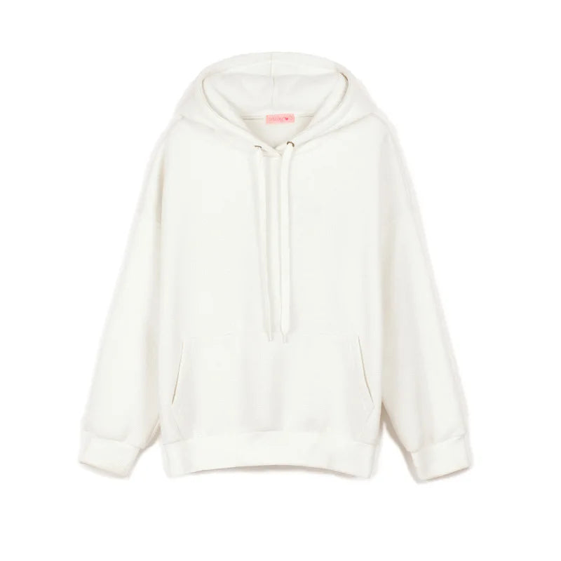 Kawaii Fleece Hooded Pullover with Big Pocket, Pink | Streetwear
