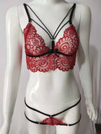 Lace Lingerie Set with Bandage and Eyelash Design