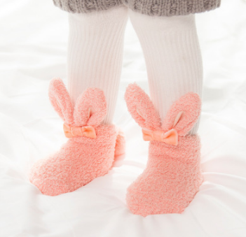 Coral Fleece Cute White Rabbit Girls' Tube Socks