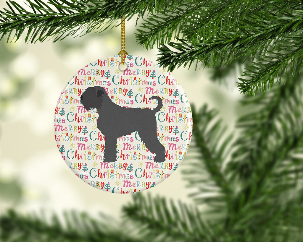 Black Russian Terrier Merry Christmas Ceramic Ornament