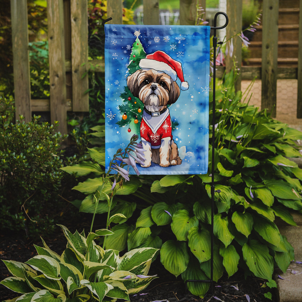 Shih Tzu Christmas Garden Flag