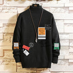 Men's Thickened Loose White Winter Sweater with Crew Neck