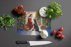 Flat-Coated Retriever and Santa Claus Glass Cutting Board