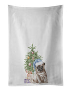 Pug Fawn Puppy Christmas Presents and Tree Kitchen Towel Set of 2