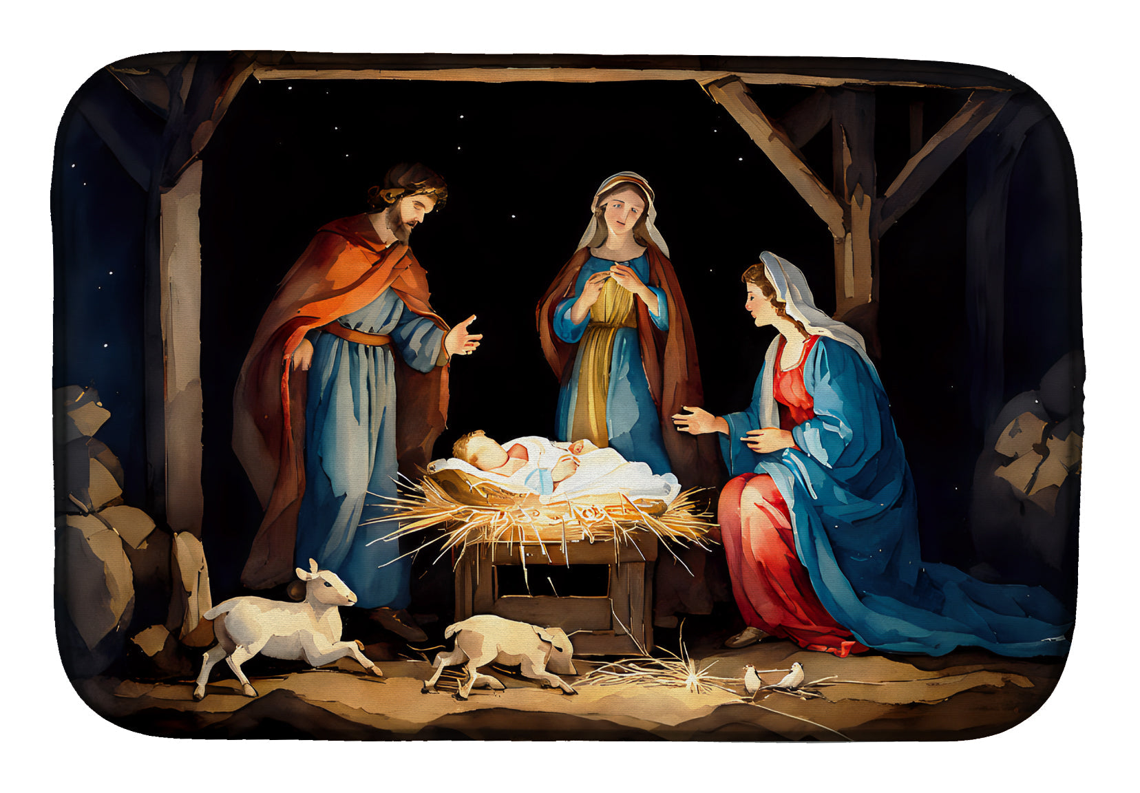 Christmas Nativity Scene Dish Drying Mat