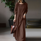 Solid Color Cotton Commuter White Pullover Dress | Streetwear