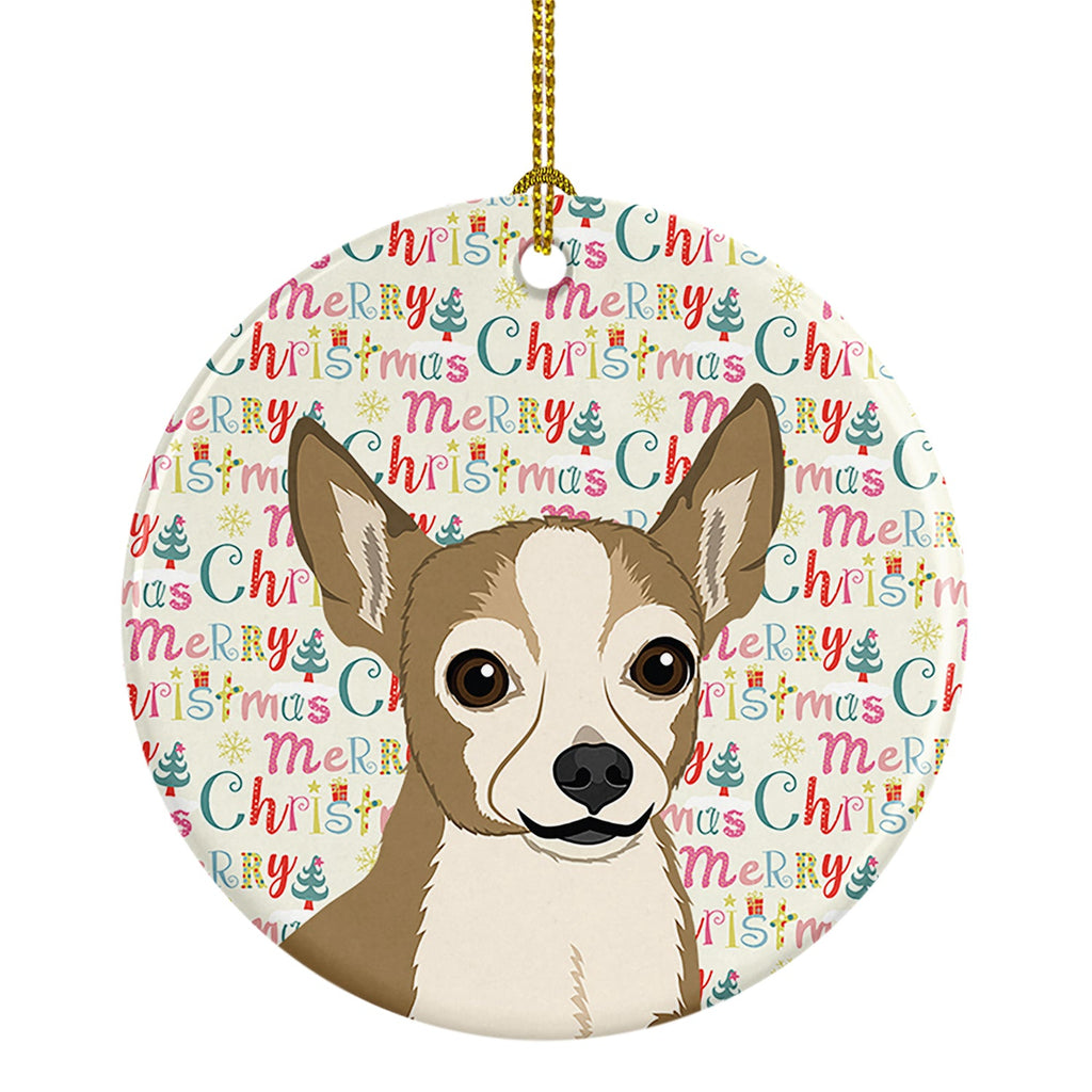 Chihuahua Silver and Tan Christmas Ceramic Ornament