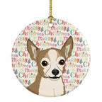 Chihuahua Silver and Tan Christmas Ceramic Ornament
