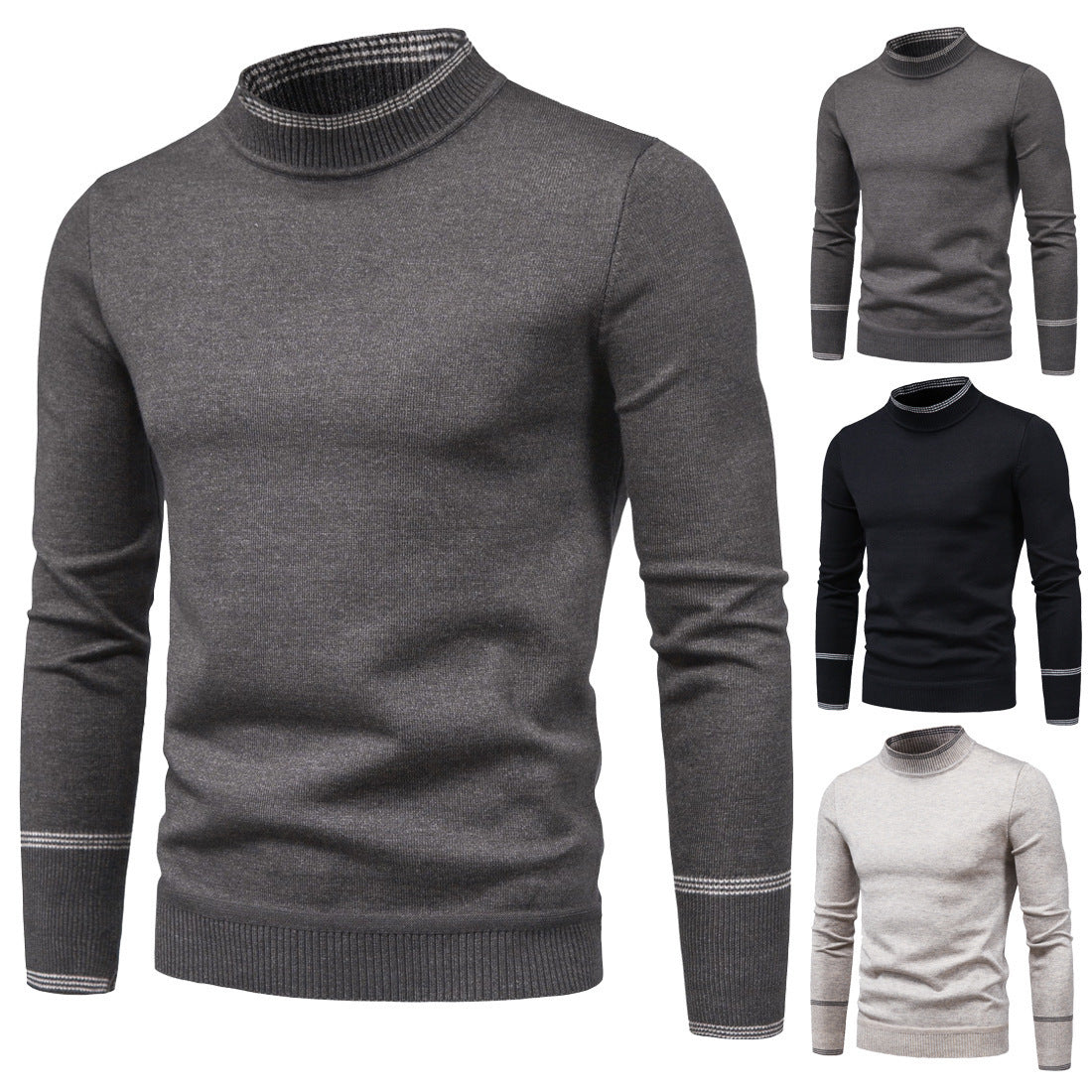 Half High Neck Long Sleeve Slim Sweater Top