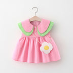 Girls Sleeveless Double Layer Dress with Lapel Design