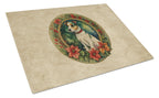 Jack Russell Terrier Christmas Flowers Glass Cutting Board