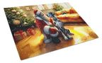 Great Dane and Santa Claus Glass Cutting Board