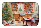 Corgi Christmas Cookies Dish Drying Mat