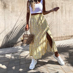 Floral Maxi Dress with Ruffled Elastic Waist Design