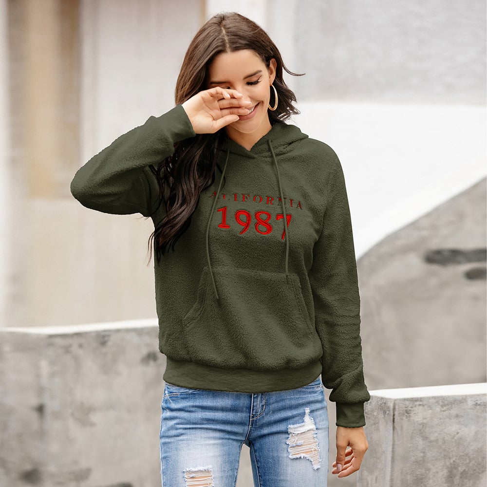 Embroidered Lamb Fleece Casual Pullover Jacket for Women | Streetwear