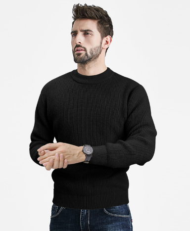 Men's Casual Waffle Knit Round Neck Pullover | Streetwear