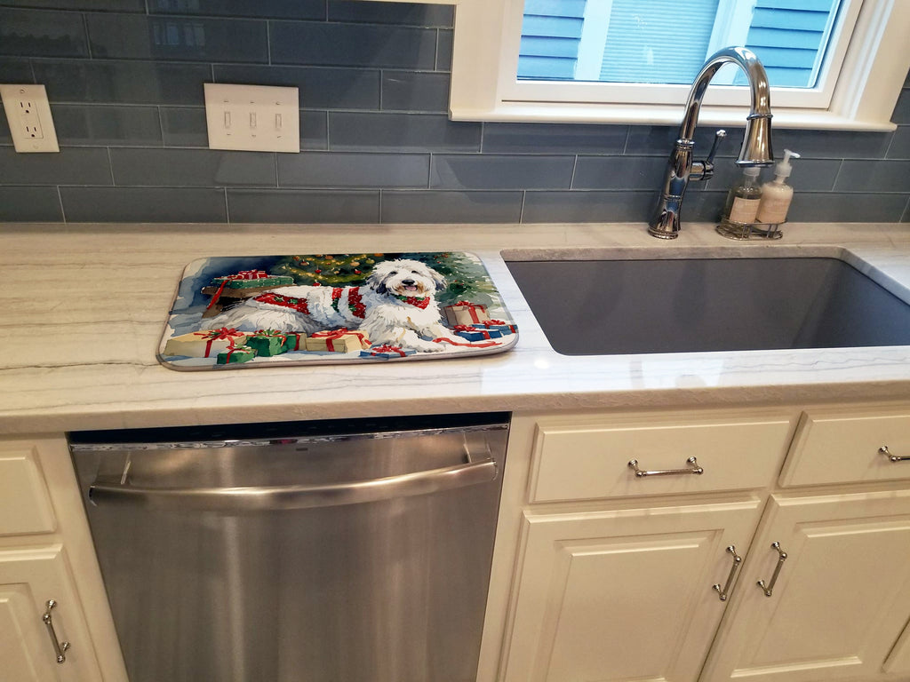 Old English Sheepdog Cozy Christmas Dish Drying Mat