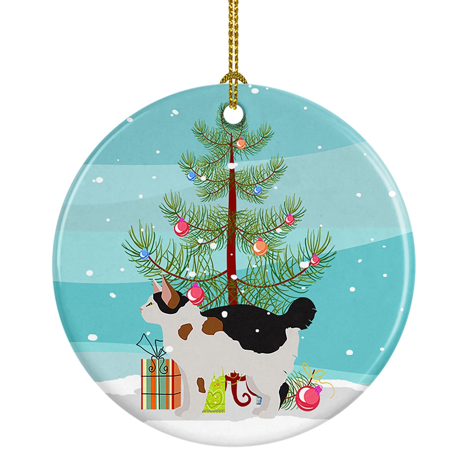 Manx Cat Christmas Ceramic Ornament
