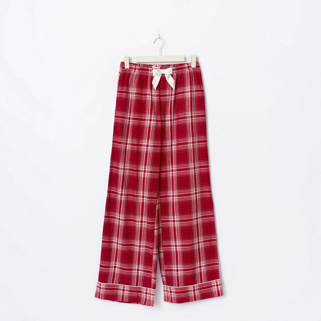 Women's Casual Plaid Bow Tie Camisole Set