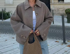 Casual Polo Collar Short Coat Overcoat