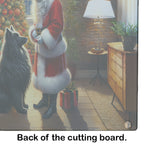 Belgian Sheepdog and Santa Claus Glass Cutting Board