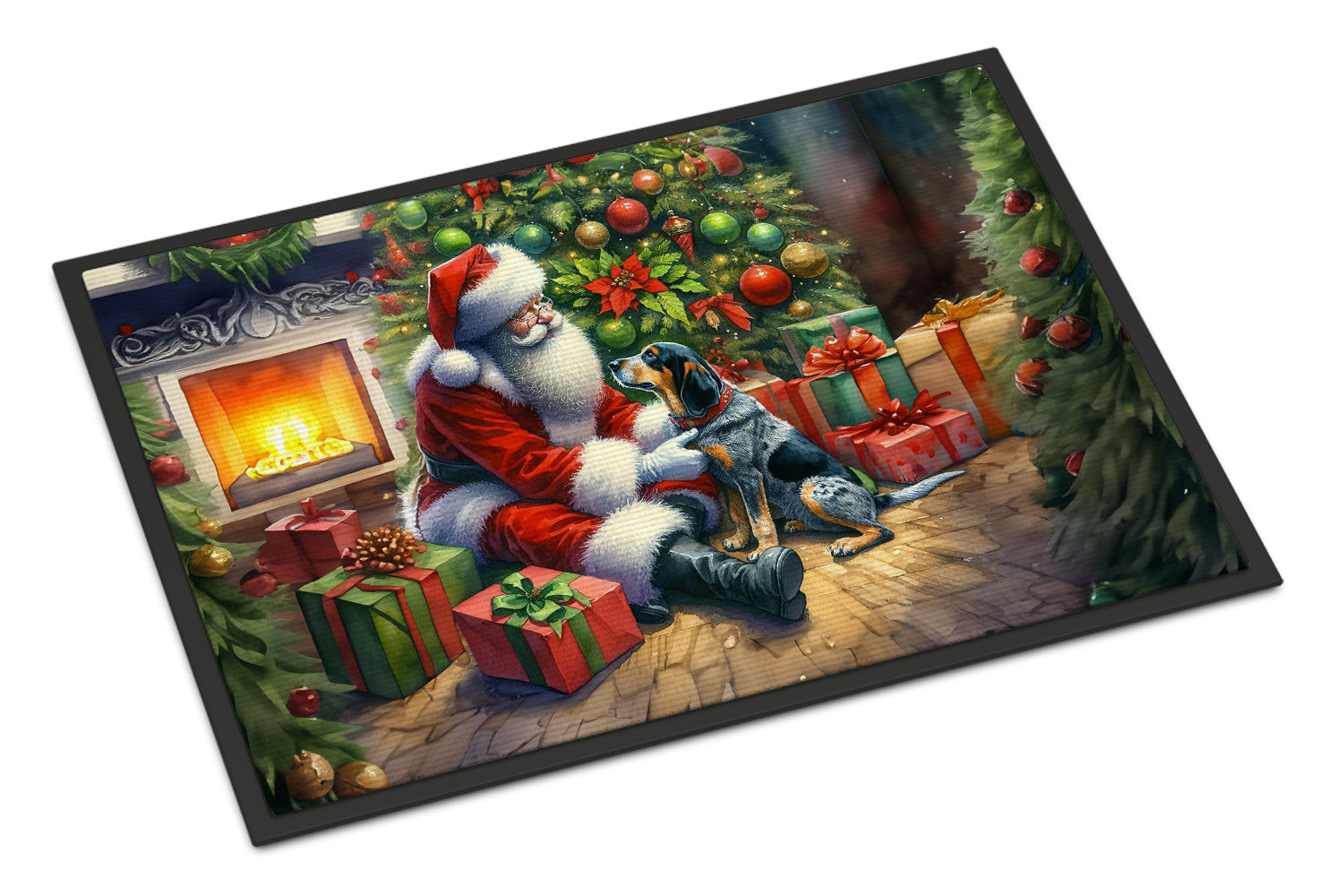 Bluetick Hound and Santa Claus Doormat