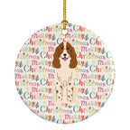 Merry Christmas Russian Spaniel Ceramic Ornament