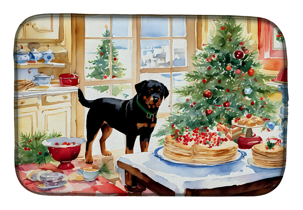 Rottweiler Christmas Cookies Dish Drying Mat
