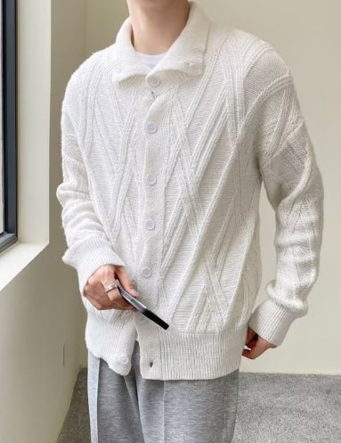 Men's Retro Knitted Cardigan Sweater for Youth