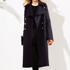 Chic Double-Breasted Woolen Military Style Coat