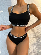 INS Sexy Lingerie Set with Letter Print for Women