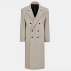 Wool Blend Suit Collar Long Coat