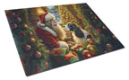 English Springer Spaniel and Santa Claus Glass Cutting Board