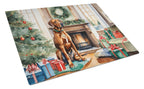 Rhodesian Ridgeback Cozy Christmas Glass Cutting Board