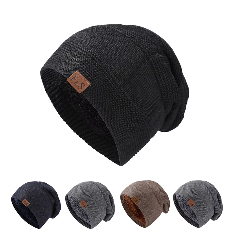 Fleece-Lined Wool Knit Winter Hat | Embroidered Cap