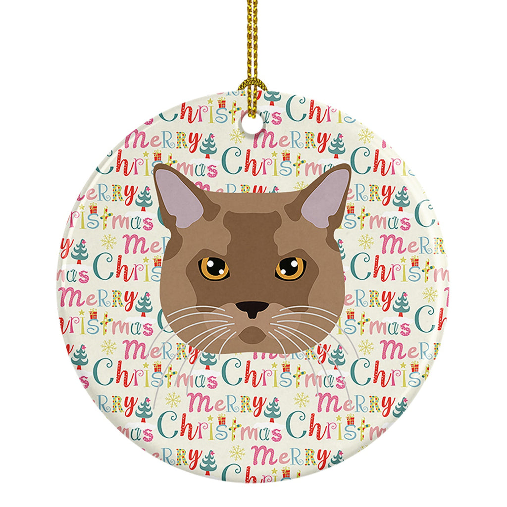 European Burmese Cat Christmas Ceramic Ornament