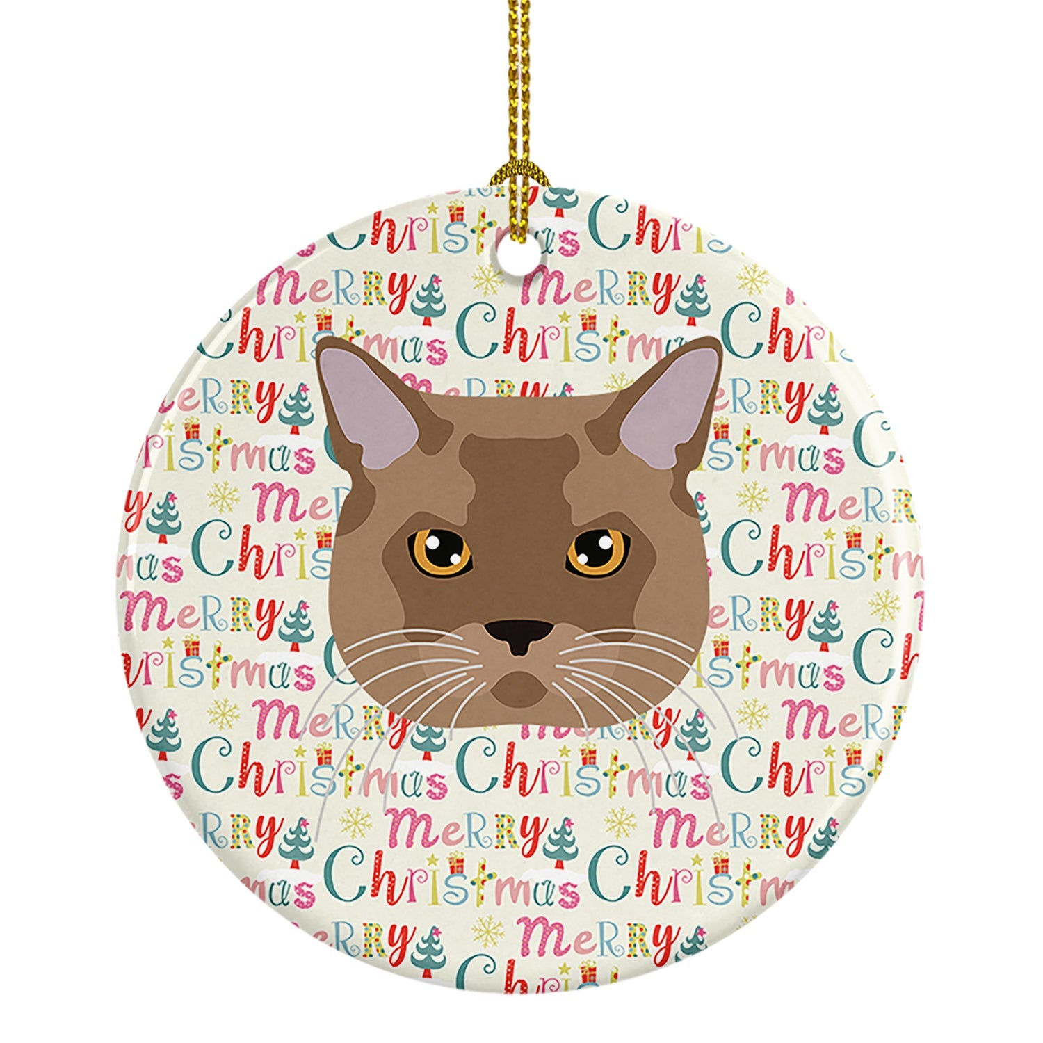 European Burmese Cat Christmas Ceramic Ornament