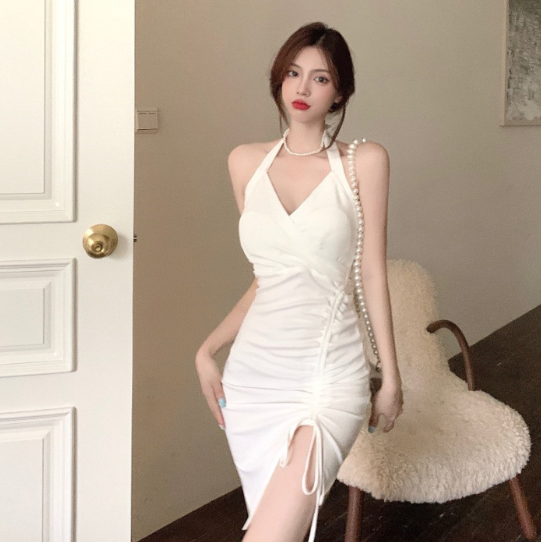 Summer Women's Sexy V-Neck Side Tie Bodycon Dress
