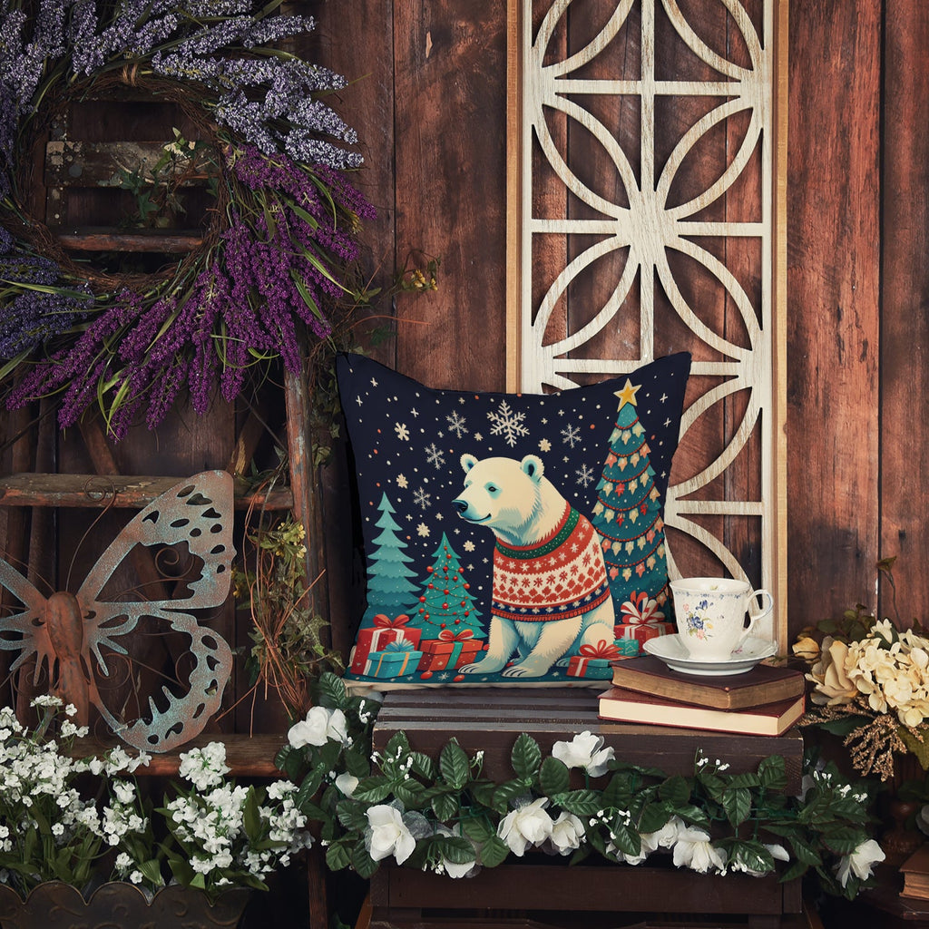 Polar Bear Christmas Throw Pillow